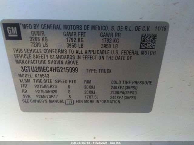 Photo 8 VIN: 3GTU2MEC4HG215099 - GMC SIERRA 1500 