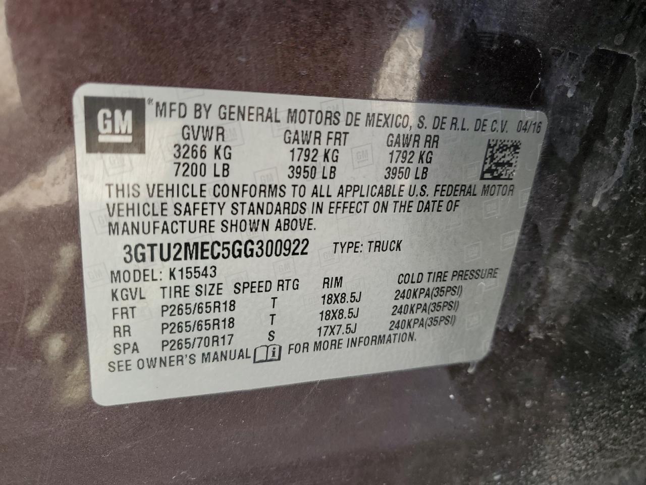 Photo 11 VIN: 3GTU2MEC5GG300922 - GMC SIERRA 