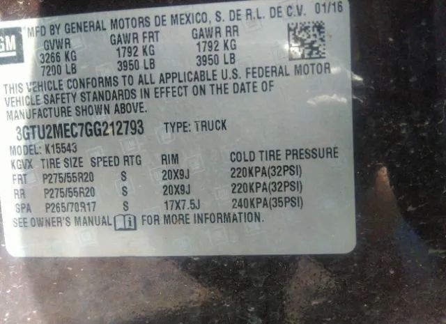 Photo 8 VIN: 3GTU2MEC7GG212793 - GMC SIERRA 1500 