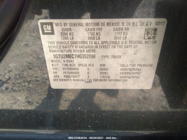 Photo 8 VIN: 3GTU2MEC7HG352098 - GMC SIERRA 1500 