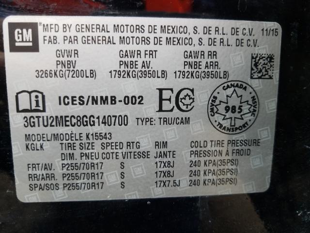 Photo 9 VIN: 3GTU2MEC8GG140700 - GMC SIERRA K15 