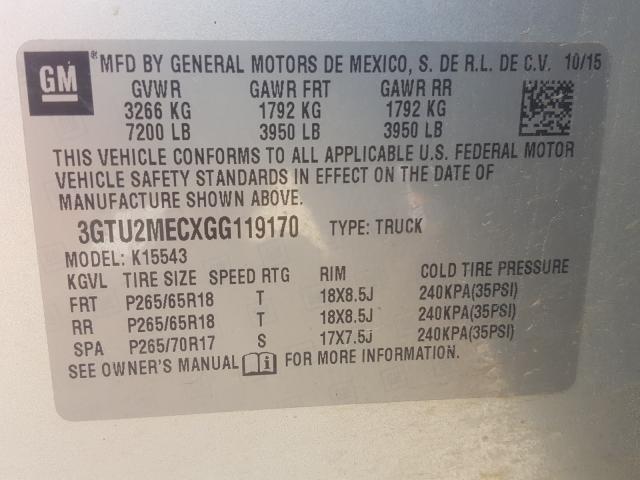 Photo 9 VIN: 3GTU2MECXGG119170 - GMC SIERRA K15 