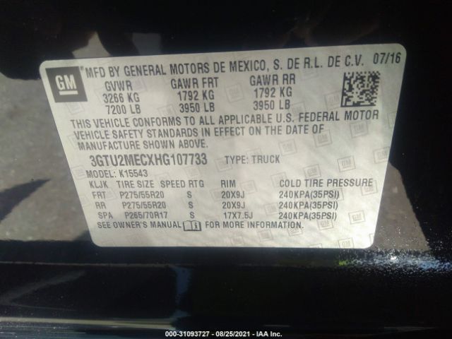 Photo 8 VIN: 3GTU2MECXHG107733 - GMC SIERRA 1500 