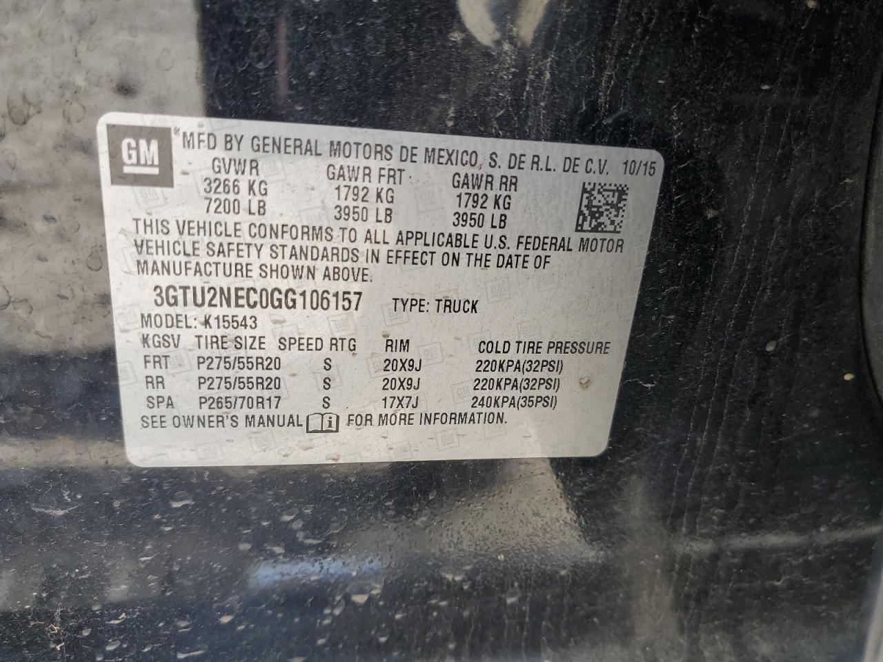 Photo 11 VIN: 3GTU2NEC0GG106157 - GMC SIERRA 