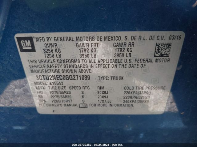 Photo 8 VIN: 3GTU2NEC0GG271089 - GMC SIERRA 1500 