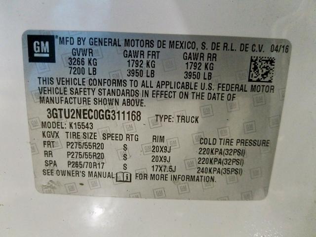 Photo 9 VIN: 3GTU2NEC0GG311168 - GMC SIERRA K15 