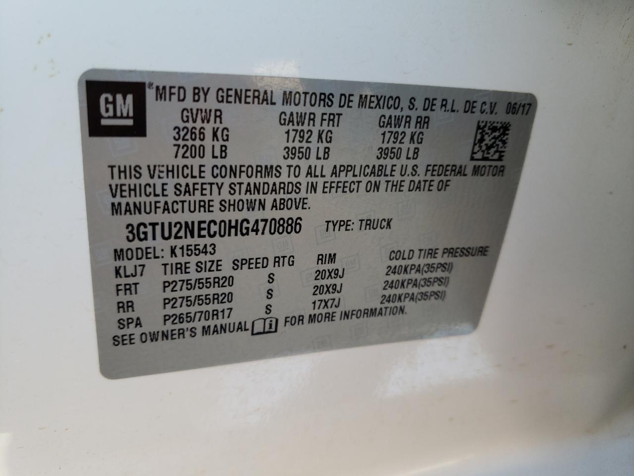 Photo 11 VIN: 3GTU2NEC0HG470886 - GMC SIERRA 