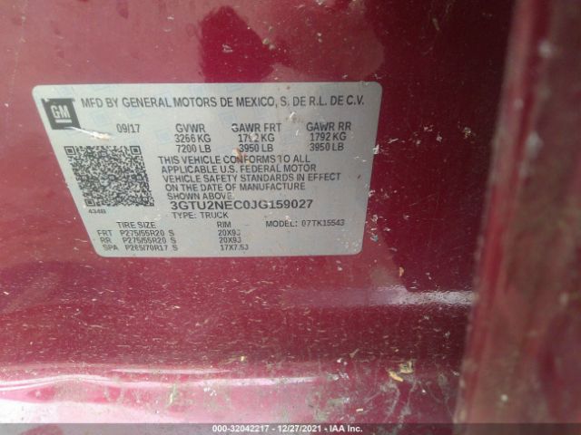 Photo 8 VIN: 3GTU2NEC0JG159027 - GMC SIERRA 1500 