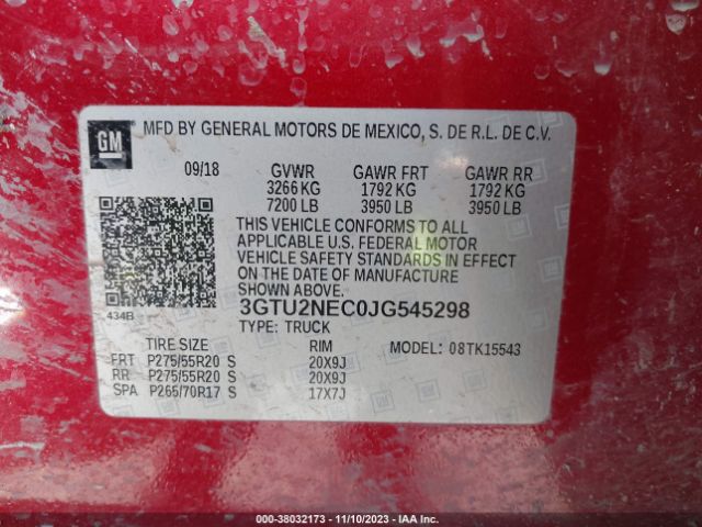 Photo 8 VIN: 3GTU2NEC0JG545298 - GMC SIERRA 1500 