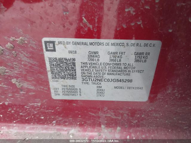 Photo 8 VIN: 3GTU2NEC0JG545298 - GMC SIERRA 1500 