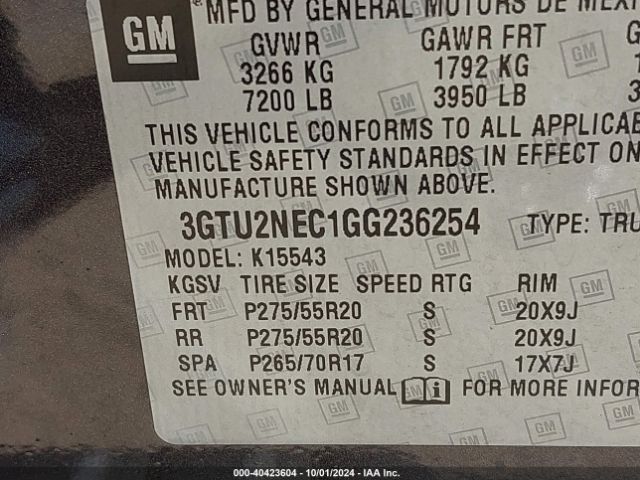 Photo 8 VIN: 3GTU2NEC1GG236254 - GMC SIERRA 