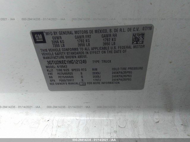 Photo 8 VIN: 3GTU2NEC1HG121249 - GMC SIERRA 1500 