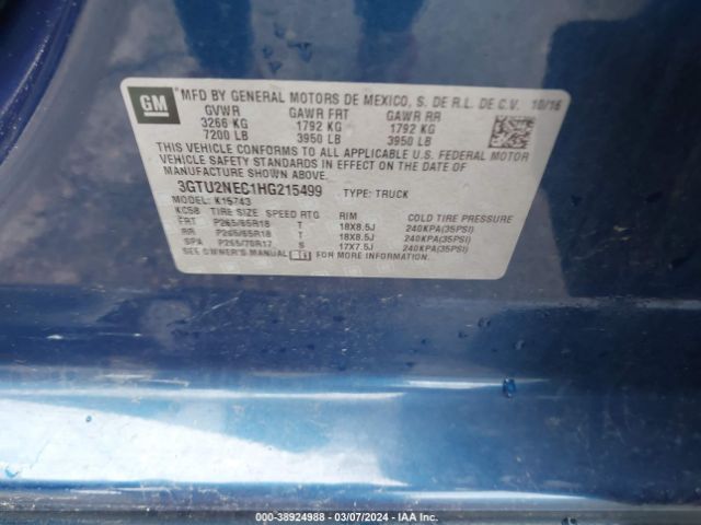 Photo 8 VIN: 3GTU2NEC1HG215499 - GMC SIERRA 