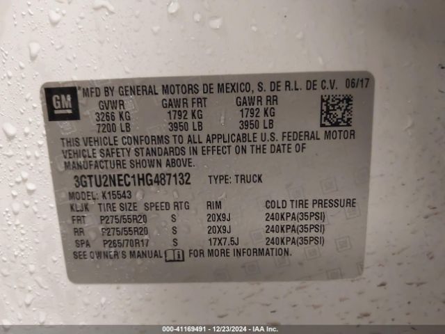 Photo 8 VIN: 3GTU2NEC1HG487132 - GMC SIERRA 