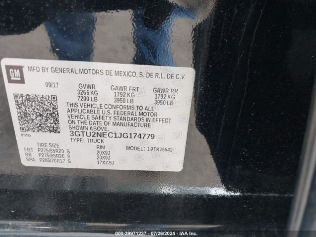 Photo 8 VIN: 3GTU2NEC1JG174779 - GMC SIERRA 