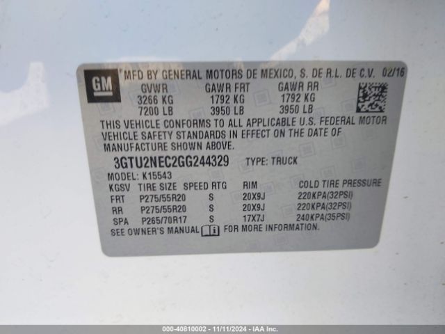 Photo 8 VIN: 3GTU2NEC2GG244329 - GMC SIERRA 