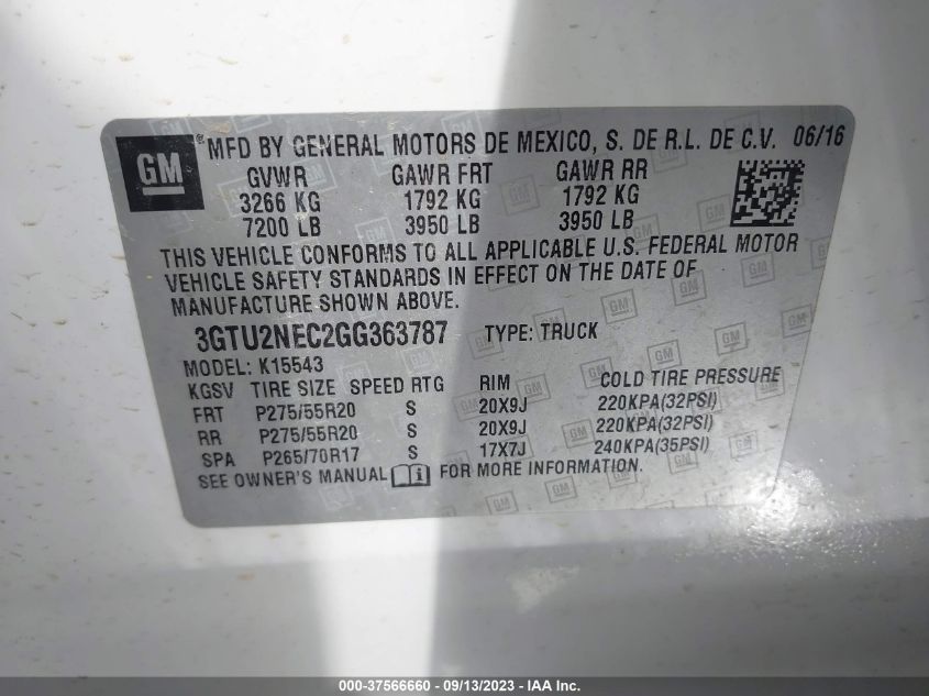 Photo 8 VIN: 3GTU2NEC2GG363787 - GMC SIERRA 