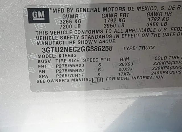 Photo 8 VIN: 3GTU2NEC2GG386258 - GMC SIERRA 