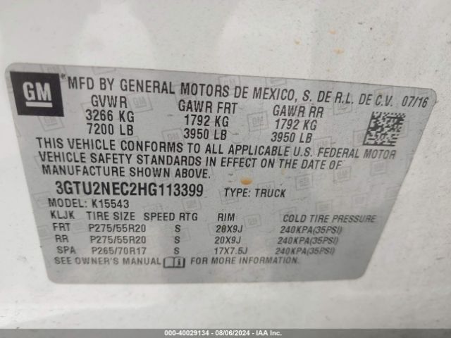 Photo 8 VIN: 3GTU2NEC2HG113399 - GMC SIERRA 