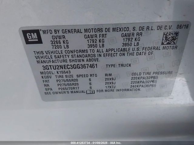 Photo 8 VIN: 3GTU2NEC3GG367461 - GMC SIERRA 