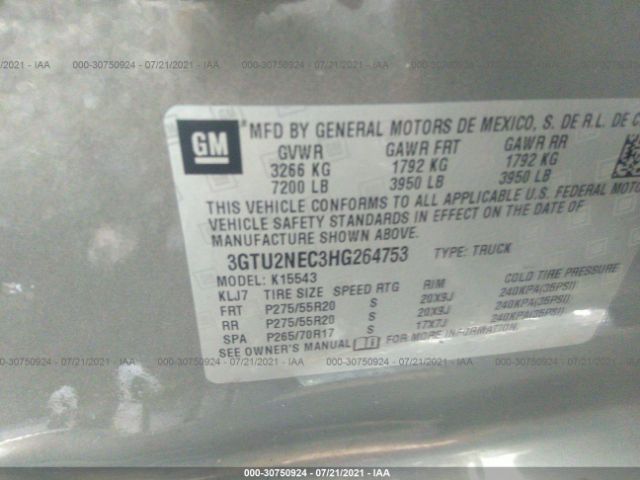 Photo 8 VIN: 3GTU2NEC3HG264753 - GMC SIERRA 1500 