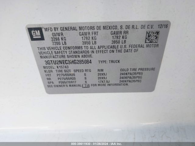 Photo 8 VIN: 3GTU2NEC3HG285084 - GMC SIERRA 1500 