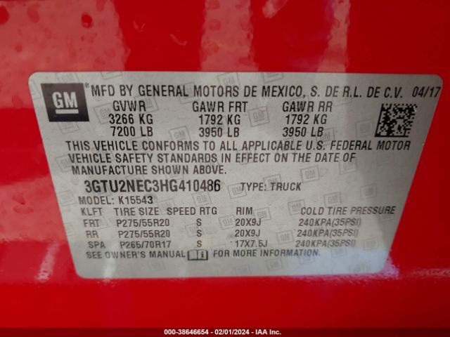 Photo 8 VIN: 3GTU2NEC3HG410486 - GMC SIERRA 1500 