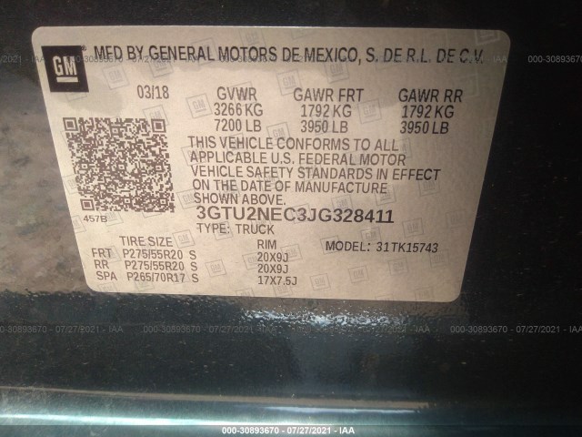 Photo 8 VIN: 3GTU2NEC3JG328411 - GMC SIERRA 1500 