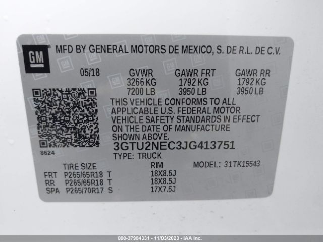 Photo 8 VIN: 3GTU2NEC3JG413751 - GMC SIERRA 1500 