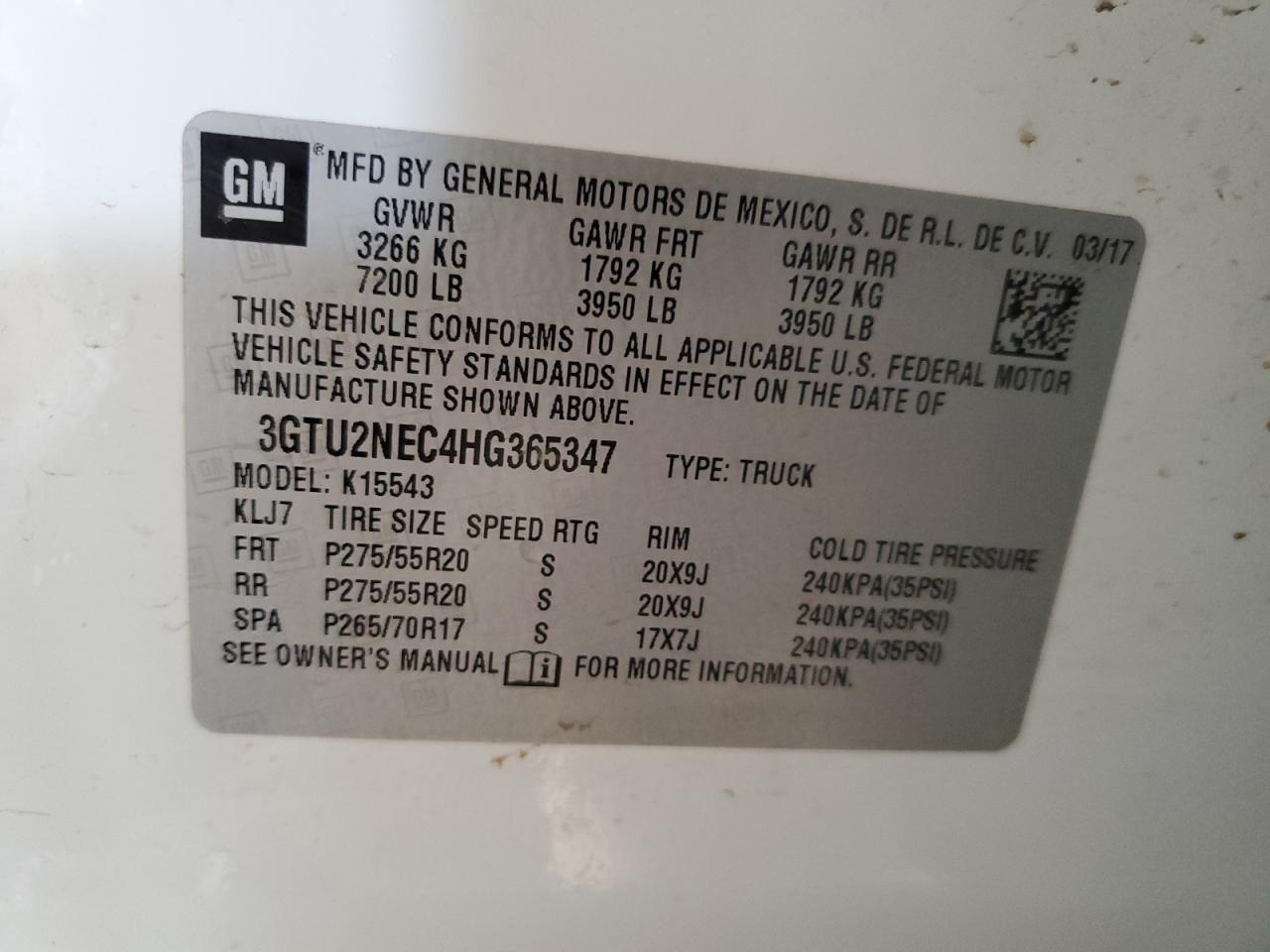 Photo 11 VIN: 3GTU2NEC4HG365347 - GMC SIERRA 