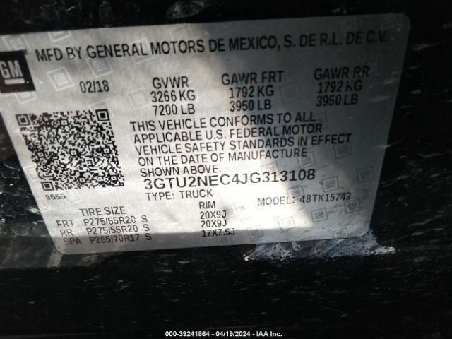 Photo 8 VIN: 3GTU2NEC4JG313108 - GMC SIERRA 1500 