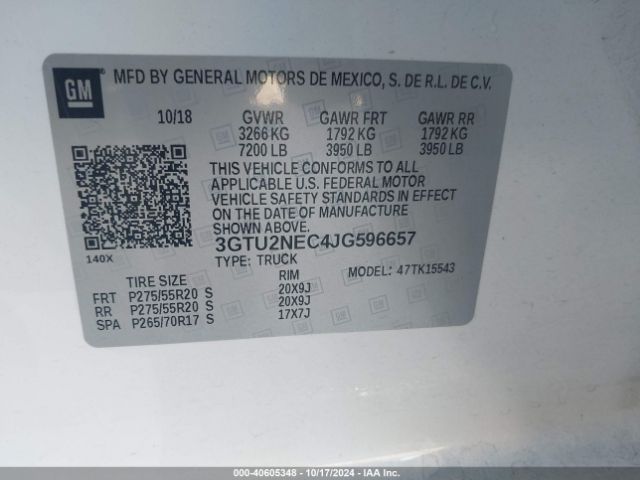 Photo 8 VIN: 3GTU2NEC4JG596657 - GMC SIERRA 