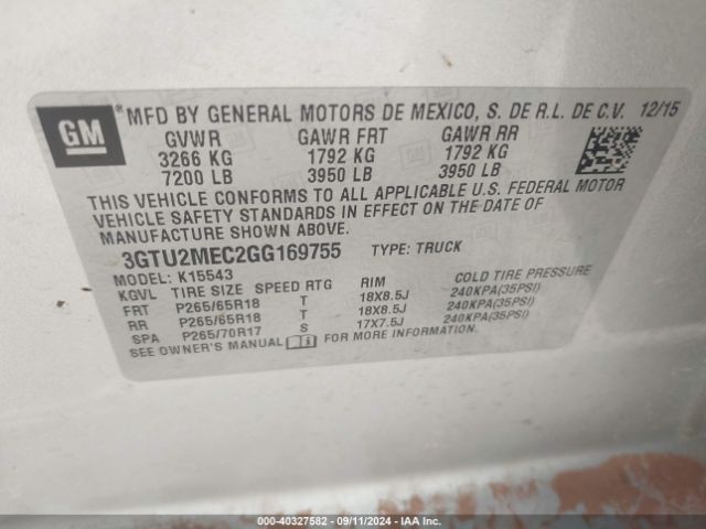 Photo 8 VIN: 3GTU2NEC5GG169755 - GMC SIERRA 