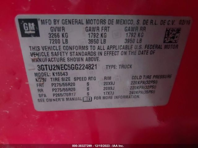 Photo 8 VIN: 3GTU2NEC5GG224821 - GMC SIERRA 1500 