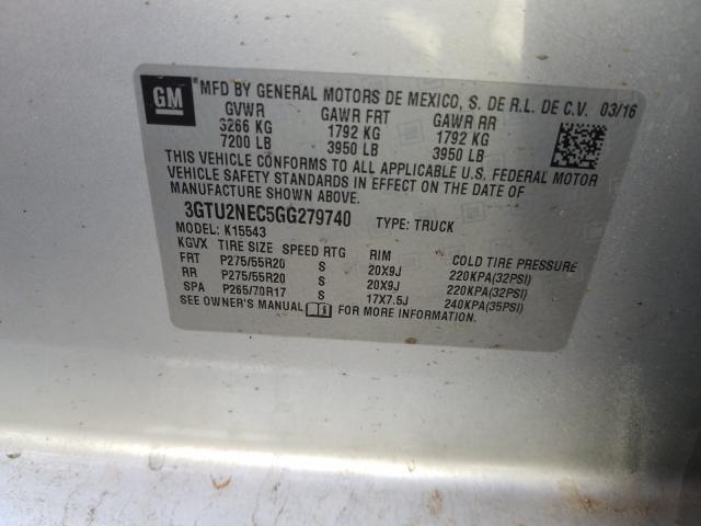 Photo 9 VIN: 3GTU2NEC5GG279740 - GMC SIERRA 1500 