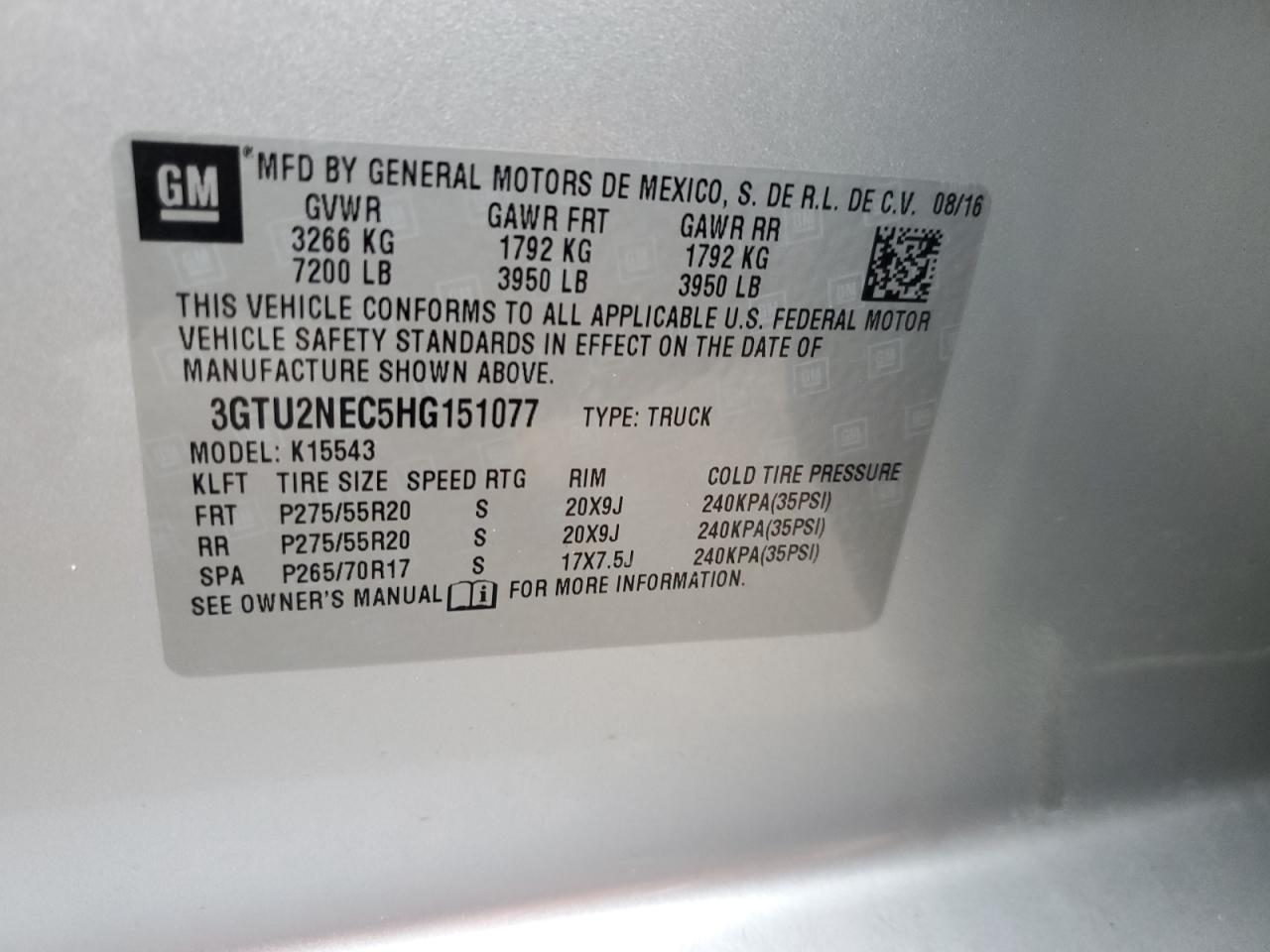 Photo 11 VIN: 3GTU2NEC5HG151077 - GMC SIERRA 