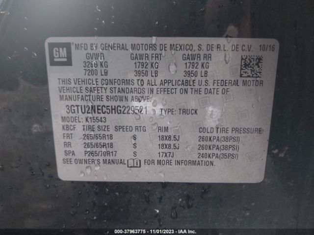 Photo 8 VIN: 3GTU2NEC5HG229521 - GMC SIERRA 1500 