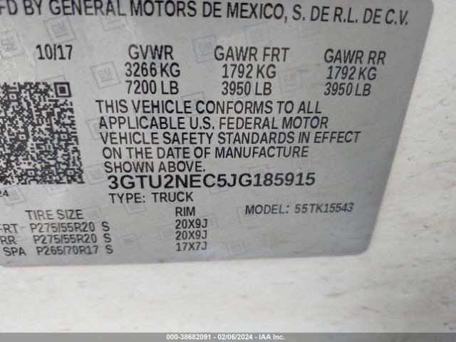 Photo 8 VIN: 3GTU2NEC5JG185915 - GMC SIERRA 1500 