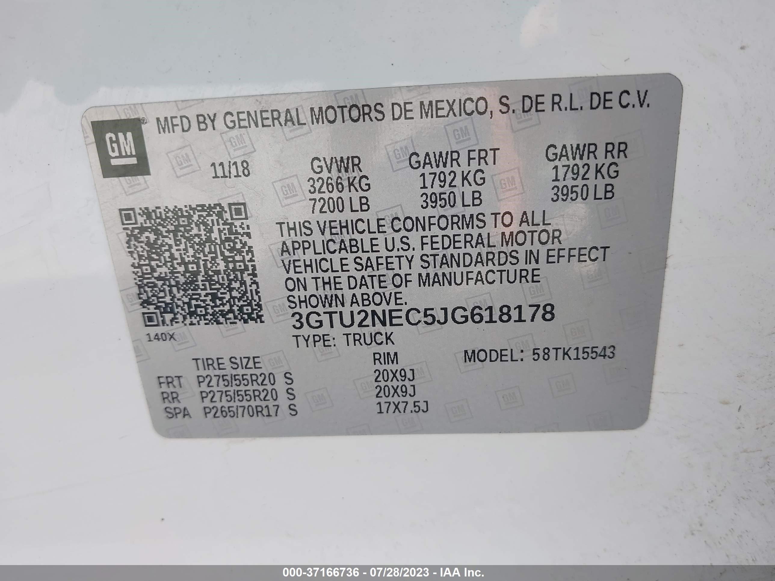 Photo 8 VIN: 3GTU2NEC5JG618178 - GMC SIERRA 