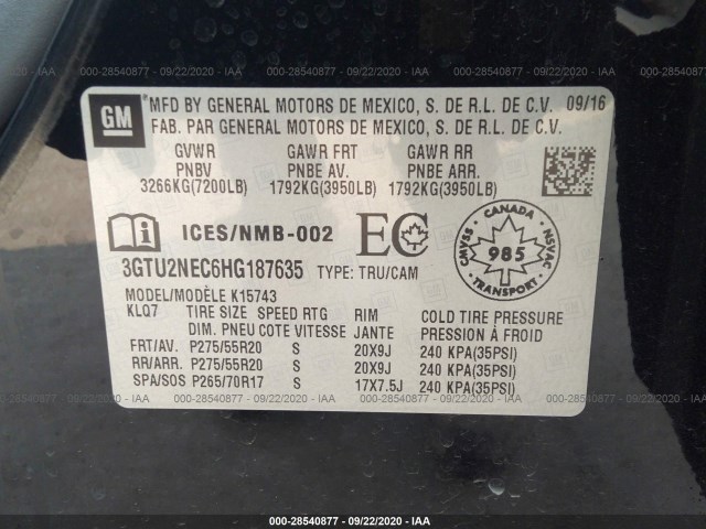 Photo 8 VIN: 3GTU2NEC6HG187635 - GMC SIERRA 1500 