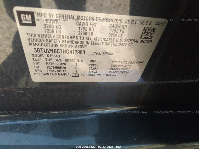 Photo 8 VIN: 3GTU2NEC7HG417960 - GMC SIERRA 1500 