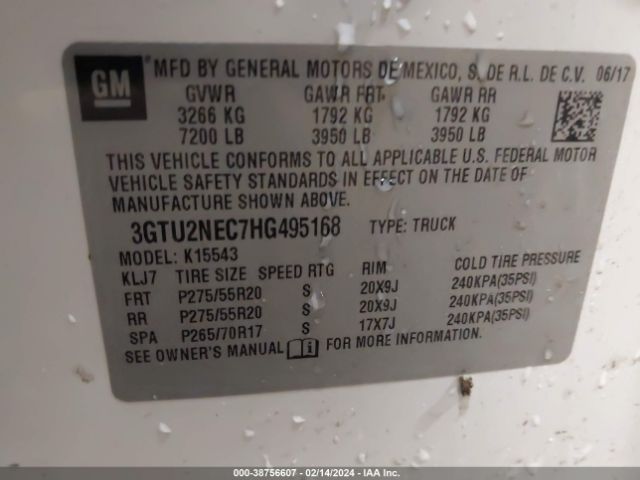 Photo 8 VIN: 3GTU2NEC7HG495168 - GMC SIERRA 1500 