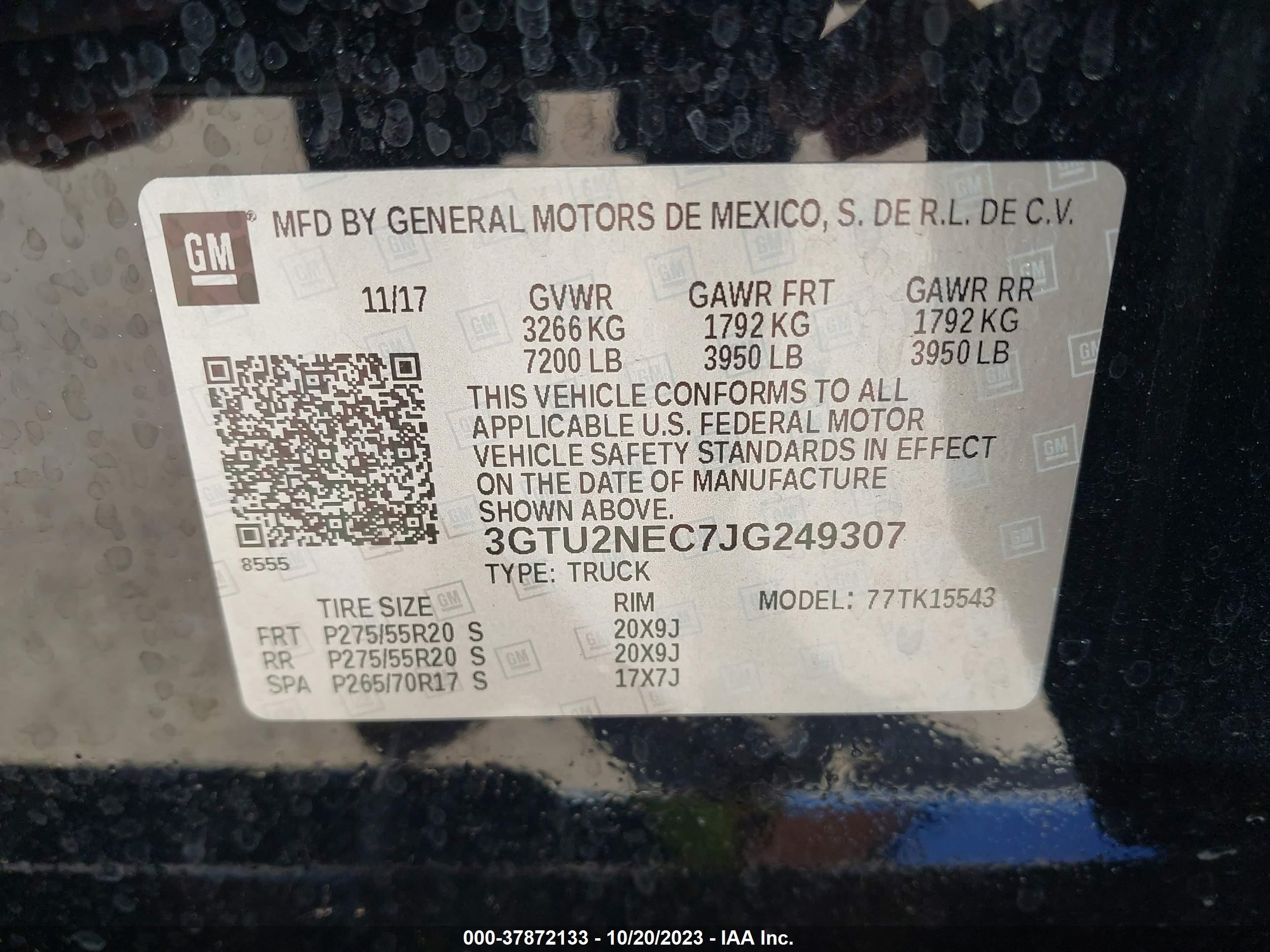 Photo 8 VIN: 3GTU2NEC7JG249307 - GMC SIERRA 