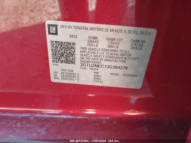 Photo 8 VIN: 3GTU2NEC7JG394279 - GMC SIERRA 