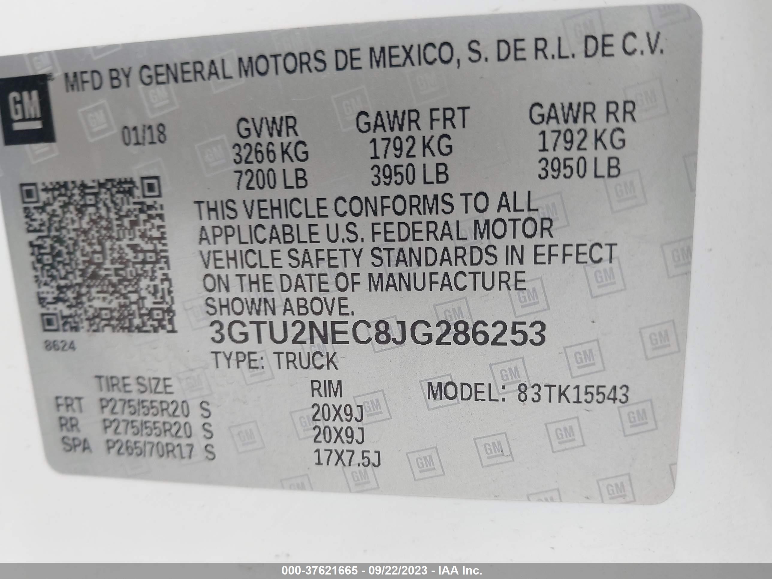 Photo 8 VIN: 3GTU2NEC8JG286253 - GMC SIERRA 