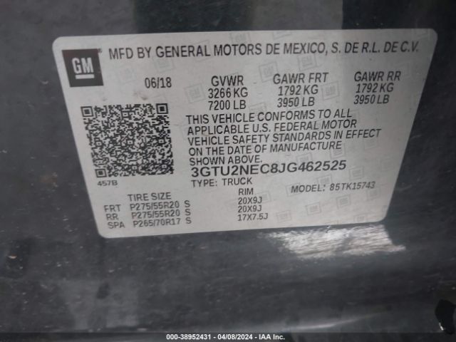 Photo 8 VIN: 3GTU2NEC8JG462525 - GMC SIERRA 1500 