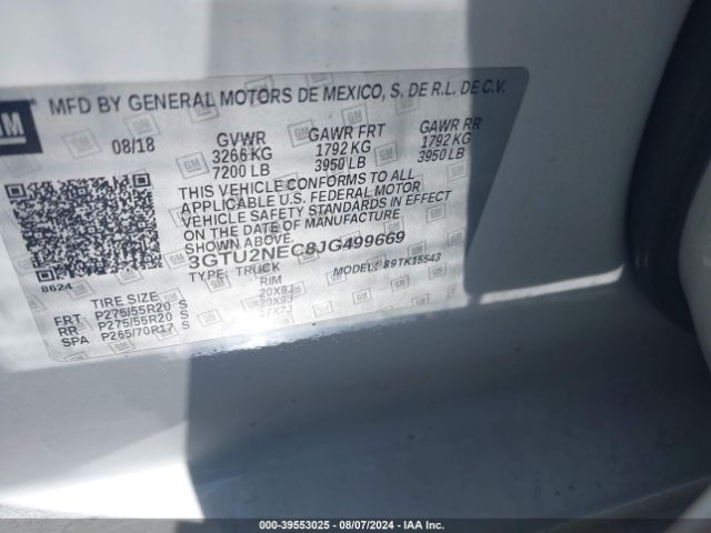 Photo 8 VIN: 3GTU2NEC8JG499669 - GMC SIERRA 