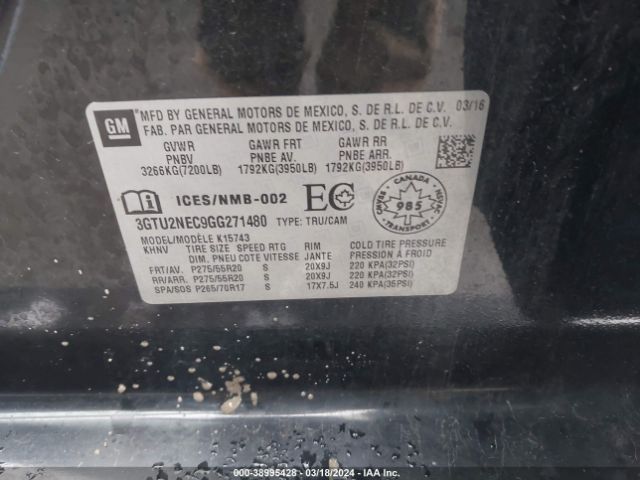 Photo 8 VIN: 3GTU2NEC9GG271480 - GMC SIERRA 1500 