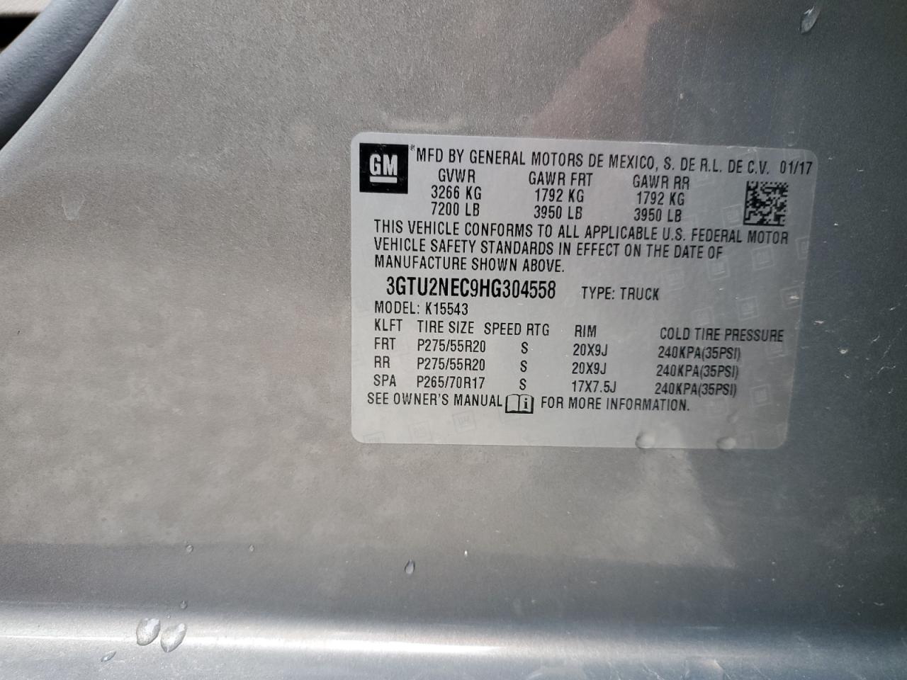 Photo 11 VIN: 3GTU2NEC9HG304558 - GMC SIERRA 