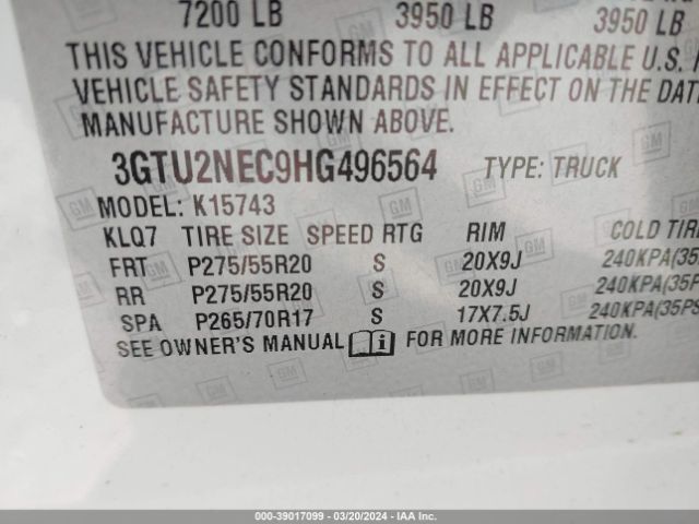 Photo 8 VIN: 3GTU2NEC9HG496564 - GMC SIERRA 1500 